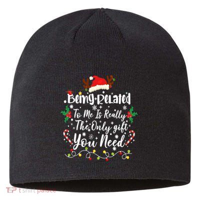 Being Related To Me Funny Christmas Family Xmas Sustainable Beanie