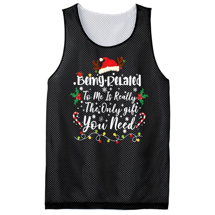 Being Related To Me Funny Christmas Family Xmas Mesh Reversible Basketball Jersey Tank