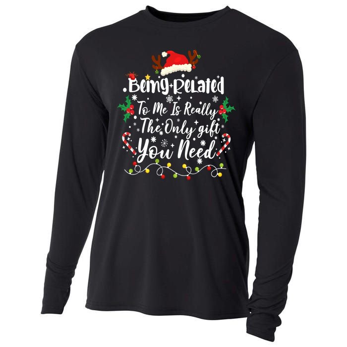 Being Related To Me Funny Christmas Family Xmas Cooling Performance Long Sleeve Crew