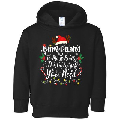 Being Related To Me Funny Christmas Family Xmas Toddler Hoodie