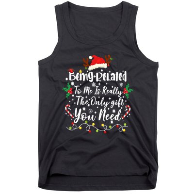 Being Related To Me Funny Christmas Family Xmas Tank Top