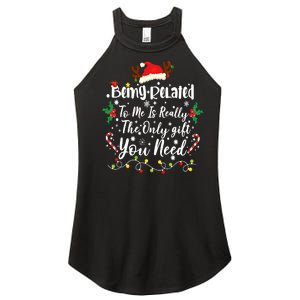 Being Related To Me Funny Christmas Family Xmas Women's Perfect Tri Rocker Tank