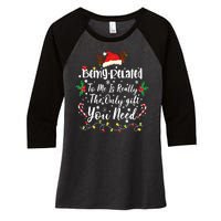 Being Related To Me Funny Christmas Family Xmas Women's Tri-Blend 3/4-Sleeve Raglan Shirt