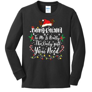 Being Related To Me Funny Christmas Family Xmas Kids Long Sleeve Shirt