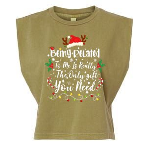 Being Related To Me Funny Christmas Family Xmas Garment-Dyed Women's Muscle Tee