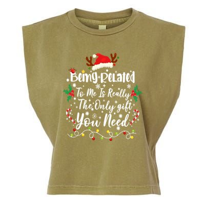 Being Related To Me Funny Christmas Family Xmas Garment-Dyed Women's Muscle Tee