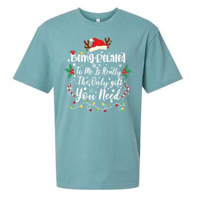 Being Related To Me Funny Christmas Family Xmas Sueded Cloud Jersey T-Shirt