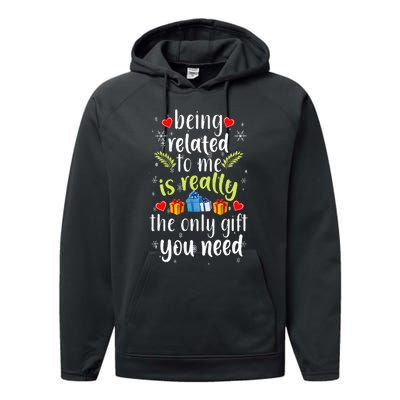 Being Related To Me Funny Christmas Family Xmas Pajamas Gift Performance Fleece Hoodie