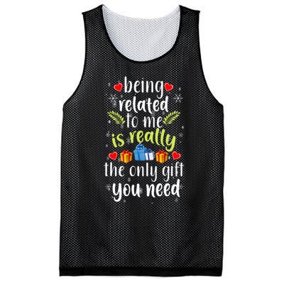 Being Related To Me Funny Christmas Family Xmas Pajamas Gift Mesh Reversible Basketball Jersey Tank