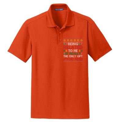 Being Related To Me Funny Holiday Christmas Funny Gift Dry Zone Grid Polo