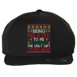 Being Related To Me Funny Holiday Christmas Funny Gift Wool Snapback Cap