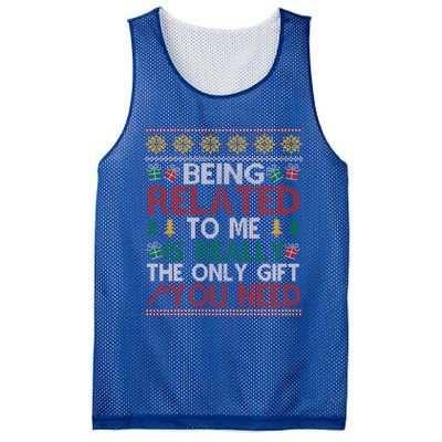 Being Related To Me Funny Holiday Christmas Funny Gift Mesh Reversible Basketball Jersey Tank