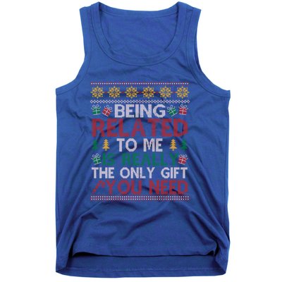 Being Related To Me Funny Holiday Christmas Funny Gift Tank Top