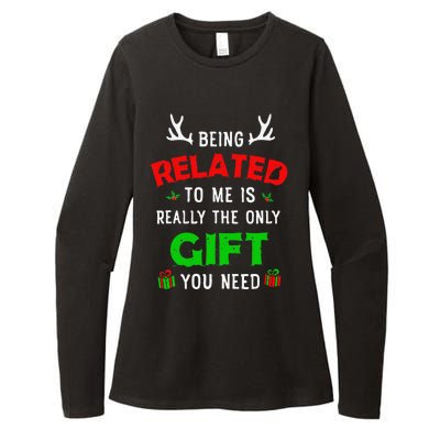 Being Related To Me Funny Christmas Family Xmas Pajamas Gift Gift Womens CVC Long Sleeve Shirt