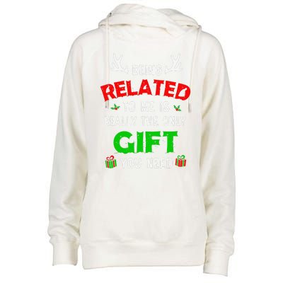 Being Related To Me Funny Christmas Family Xmas Pajamas Gift Gift Womens Funnel Neck Pullover Hood