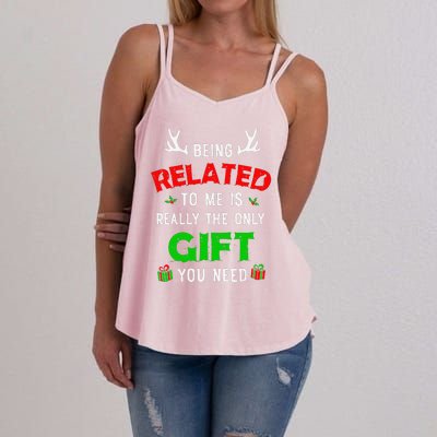 Being Related To Me Funny Christmas Family Xmas Pajamas Gift Gift Women's Strappy Tank