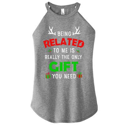 Being Related To Me Funny Christmas Family Xmas Pajamas Gift Gift Women's Perfect Tri Rocker Tank