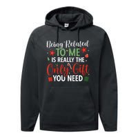 Being Related To Me Xmas Family Merry Christmas Tank Top Performance Fleece Hoodie