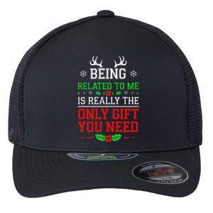 Being Related To Me Funny Christmas Family Xmas Pajamas Flexfit Unipanel Trucker Cap