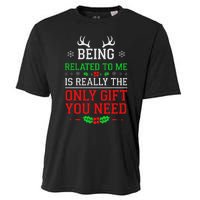 Being Related To Me Funny Christmas Family Xmas Pajamas Cooling Performance Crew T-Shirt