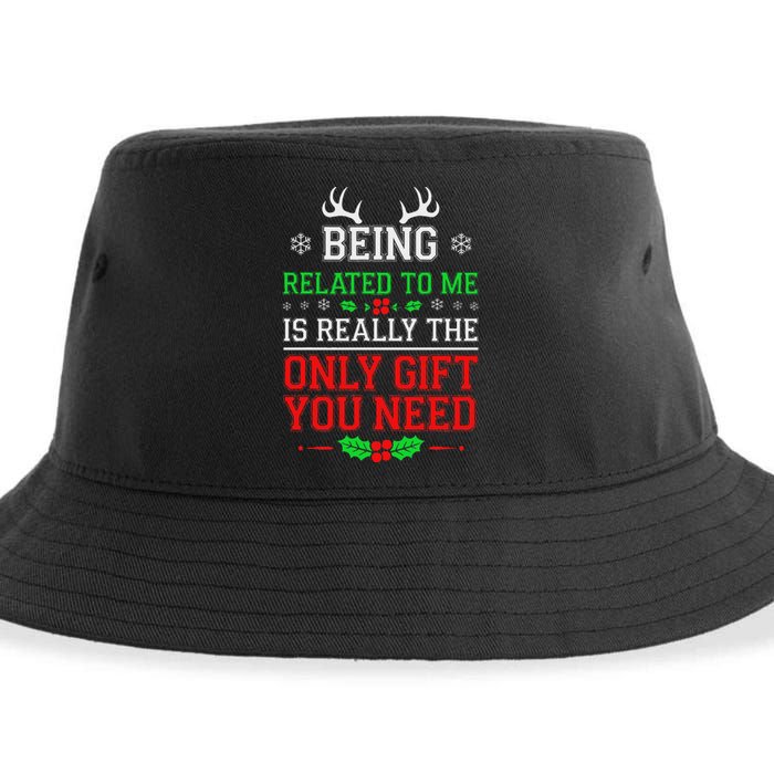 Being Related To Me Funny Christmas Family Xmas Pajamas Sustainable Bucket Hat