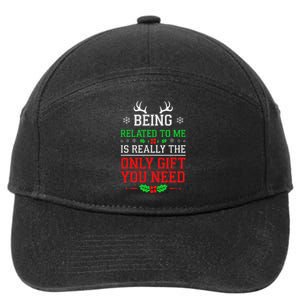 Being Related To Me Funny Christmas Family Xmas Pajamas 7-Panel Snapback Hat