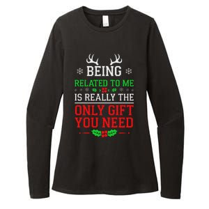 Being Related To Me Funny Christmas Family Xmas Pajamas Womens CVC Long Sleeve Shirt