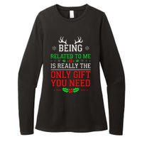 Being Related To Me Funny Christmas Family Xmas Pajamas Womens CVC Long Sleeve Shirt