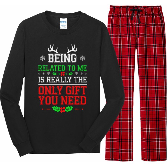 Being Related To Me Funny Christmas Family Xmas Pajamas Long Sleeve Pajama Set