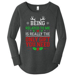 Being Related To Me Funny Christmas Family Xmas Pajamas Women's Perfect Tri Tunic Long Sleeve Shirt