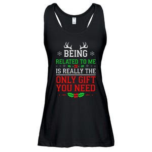 Being Related To Me Funny Christmas Family Xmas Pajamas Ladies Essential Flowy Tank