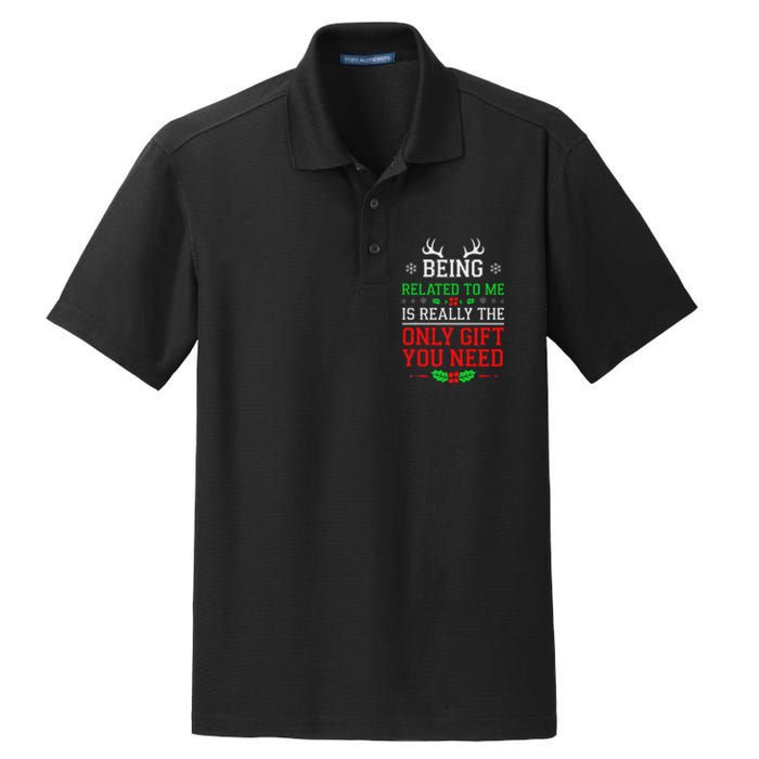 Being Related To Me Funny Christmas Family Xmas Pajamas Dry Zone Grid Polo