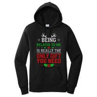 Being Related To Me Funny Christmas Family Xmas Pajamas Women's Pullover Hoodie