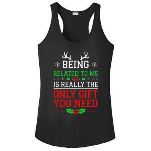 Being Related To Me Funny Christmas Family Xmas Pajamas Ladies PosiCharge Competitor Racerback Tank