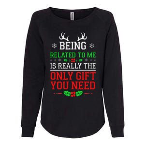 Being Related To Me Funny Christmas Family Xmas Pajamas Womens California Wash Sweatshirt