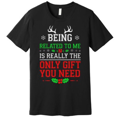 Being Related To Me Funny Christmas Family Xmas Pajamas Premium T-Shirt