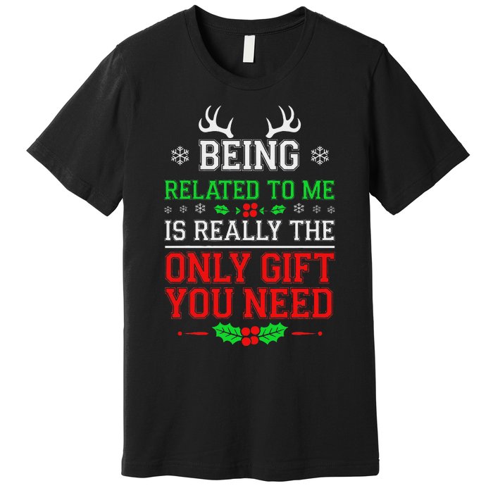 Being Related To Me Funny Christmas Family Xmas Pajamas Premium T-Shirt