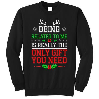 Being Related To Me Funny Christmas Family Xmas Pajamas Tall Sweatshirt