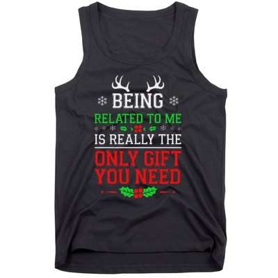 Being Related To Me Funny Christmas Family Xmas Pajamas Tank Top