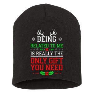 Being Related To Me Funny Christmas Family Xmas Pajamas Short Acrylic Beanie