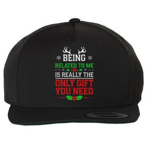 Being Related To Me Funny Christmas Family Xmas Pajamas Wool Snapback Cap