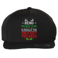 Being Related To Me Funny Christmas Family Xmas Pajamas Wool Snapback Cap