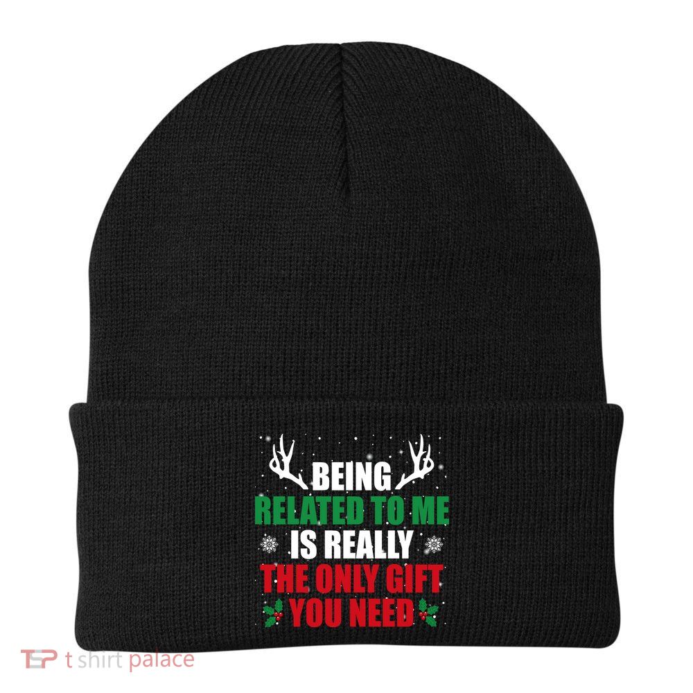 Being Related To Me Is Really The Only Gift You Need Funny Christmas Beanie