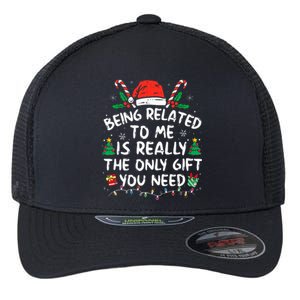 Being Related To Me Funny Christmas Family Xmas Pajamas  Flexfit Unipanel Trucker Cap