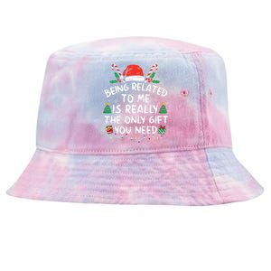 Being Related To Me Funny Christmas Family Xmas Pajamas  Tie-Dyed Bucket Hat