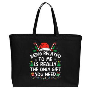 Being Related To Me Funny Christmas Family Xmas Pajamas  Cotton Canvas Jumbo Tote