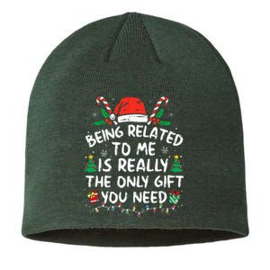 Being Related To Me Funny Christmas Family Xmas Pajamas  Sustainable Beanie