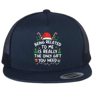 Being Related To Me Funny Christmas Family Xmas Pajamas  Flat Bill Trucker Hat