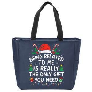 Being Related To Me Funny Christmas Family Xmas Pajamas  Zip Tote Bag