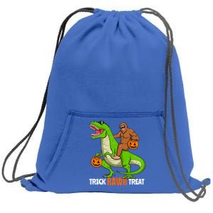 Bigfoot Riding T Rex Dinosaur Halloween Trick Rawr Treat Gift Sweatshirt Cinch Pack Bag